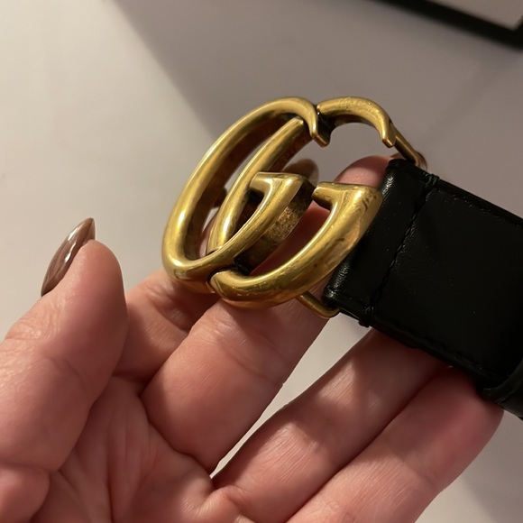 Authentic Gucci leather belt with Double G buckle, sz 29 US waist, worn 2 x - Picture 12 of 16